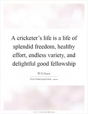 A cricketer’s life is a life of splendid freedom, healthy effort, endless variety, and delightful good fellowship Picture Quote #1