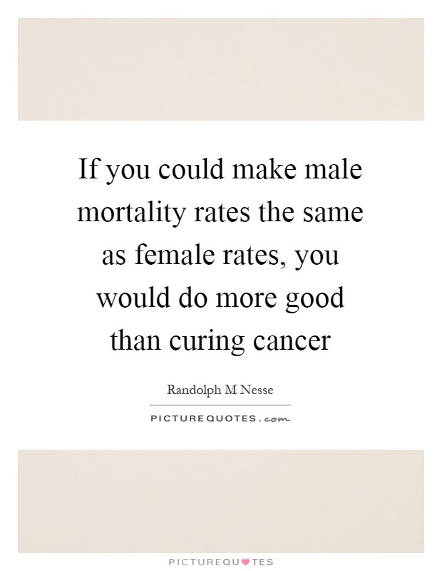 If you could make male mortality rates the same as female rates, you would do more good than curing cancer Picture Quote #1