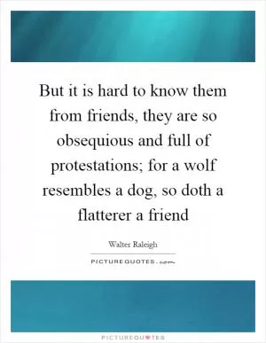 But it is hard to know them from friends, they are so obsequious and full of protestations; for a wolf resembles a dog, so doth a flatterer a friend Picture Quote #1