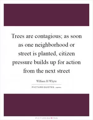 Trees are contagious; as soon as one neighborhood or street is planted, citizen pressure builds up for action from the next street Picture Quote #1