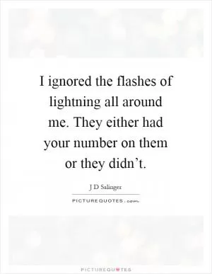 I ignored the flashes of lightning all around me. They either had your number on them or they didn’t Picture Quote #1