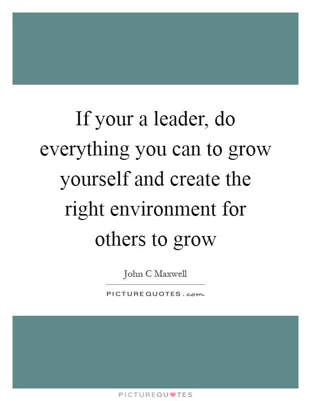 If your a leader, do everything you can to grow yourself and create the right environment for others to grow Picture Quote #1