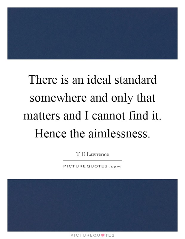 There is an ideal standard somewhere and only that matters and I cannot find it. Hence the aimlessness Picture Quote #1