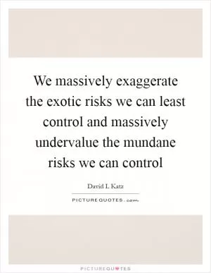 We massively exaggerate the exotic risks we can least control and massively undervalue the mundane risks we can control Picture Quote #1