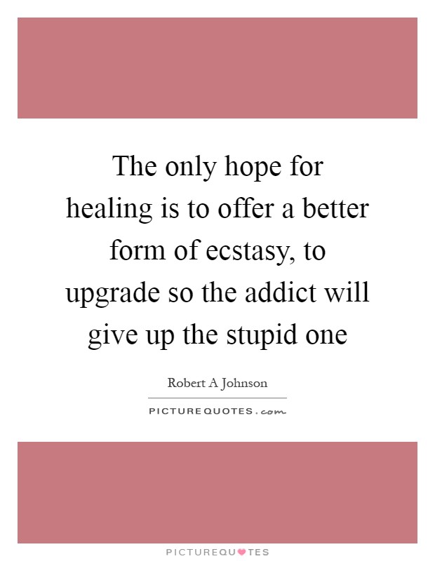 The only hope for healing is to offer a better form of ecstasy, to upgrade so the addict will give up the stupid one Picture Quote #1