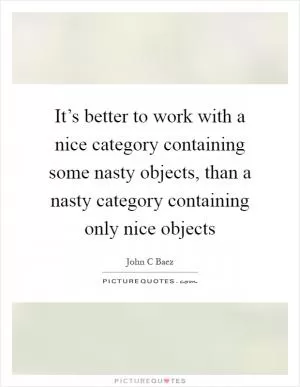 It’s better to work with a nice category containing some nasty objects, than a nasty category containing only nice objects Picture Quote #1