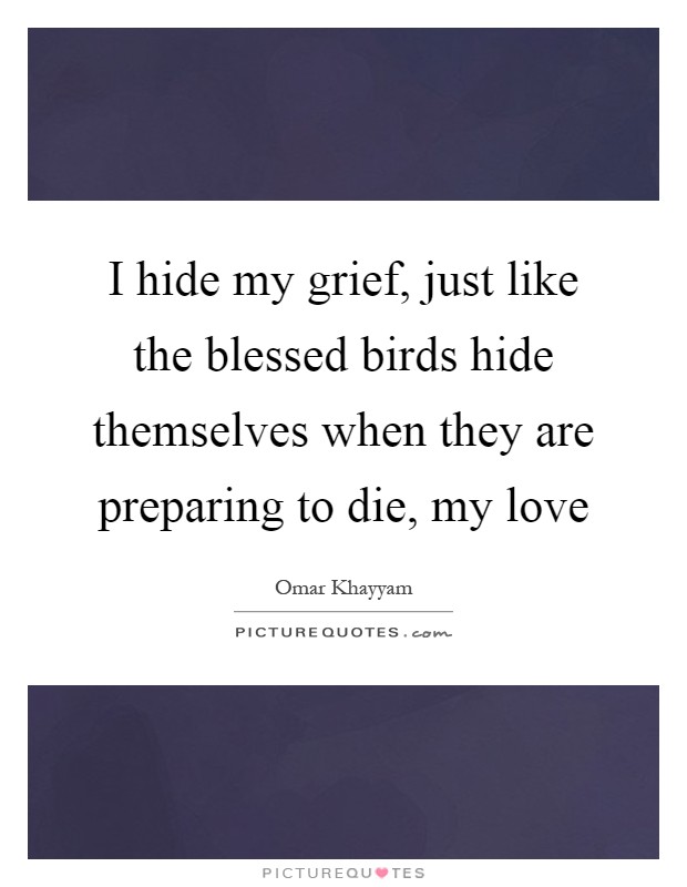I hide my grief, just like the blessed birds hide themselves when they are preparing to die, my love Picture Quote #1