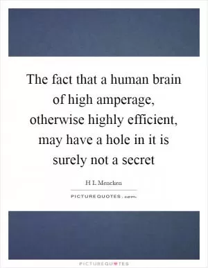 The fact that a human brain of high amperage, otherwise highly efficient, may have a hole in it is surely not a secret Picture Quote #1