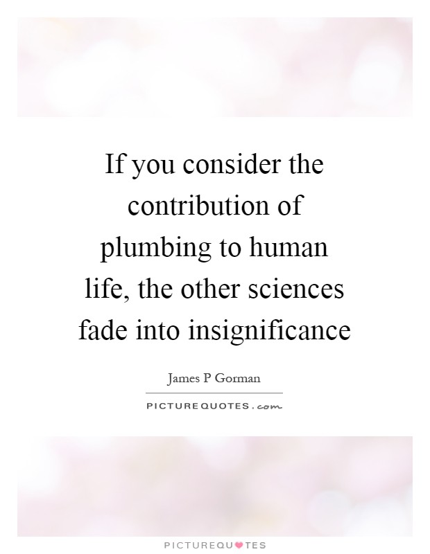 If you consider the contribution of plumbing to human life, the other sciences fade into insignificance Picture Quote #1