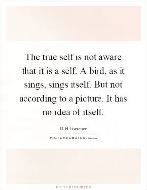 The true self is not aware that it is a self. A bird, as it sings, sings itself. But not according to a picture. It has no idea of itself Picture Quote #1