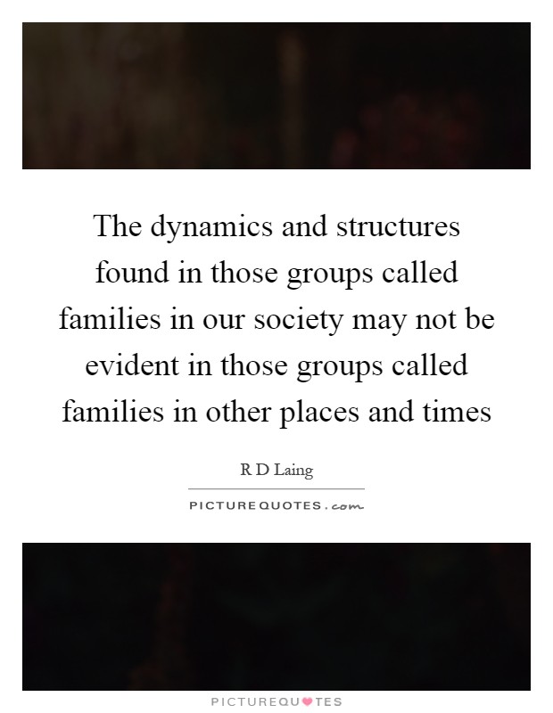 The dynamics and structures found in those groups called families in our society may not be evident in those groups called families in other places and times Picture Quote #1