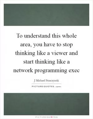 To understand this whole area, you have to stop thinking like a viewer and start thinking like a network programming exec Picture Quote #1