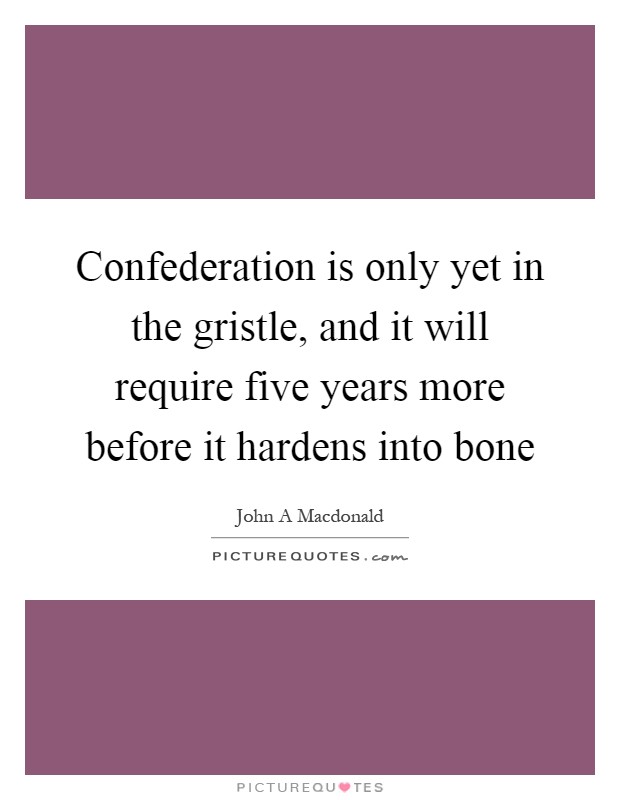 Confederation is only yet in the gristle, and it will require five years more before it hardens into bone Picture Quote #1