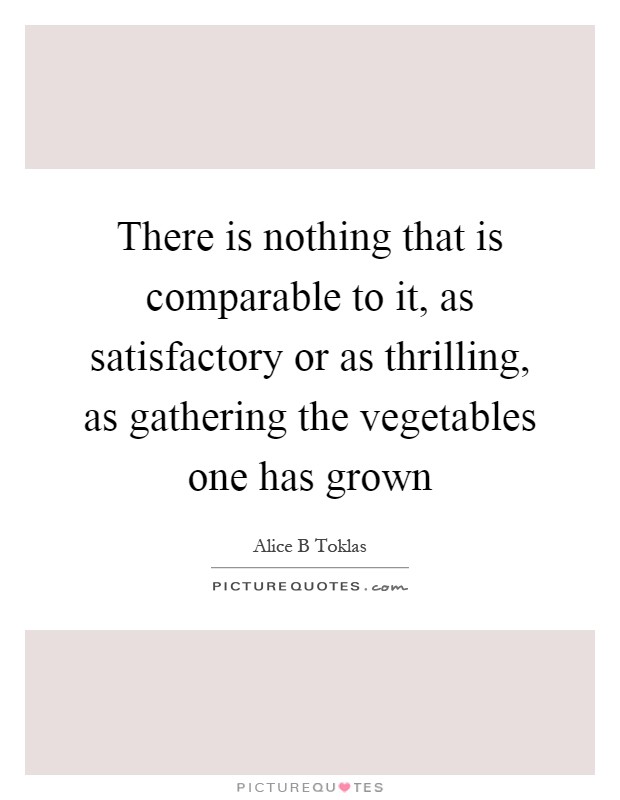 There is nothing that is comparable to it, as satisfactory or as thrilling, as gathering the vegetables one has grown Picture Quote #1