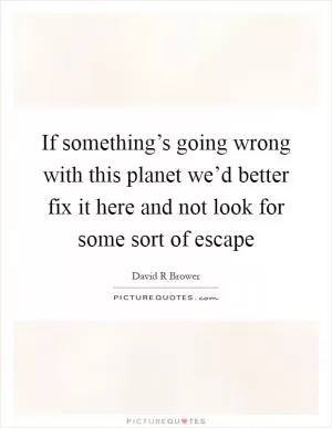 If something’s going wrong with this planet we’d better fix it here and not look for some sort of escape Picture Quote #1