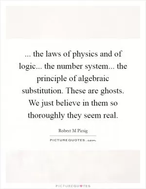 ... the laws of physics and of logic... the number system... the principle of algebraic substitution. These are ghosts. We just believe in them so thoroughly they seem real Picture Quote #1