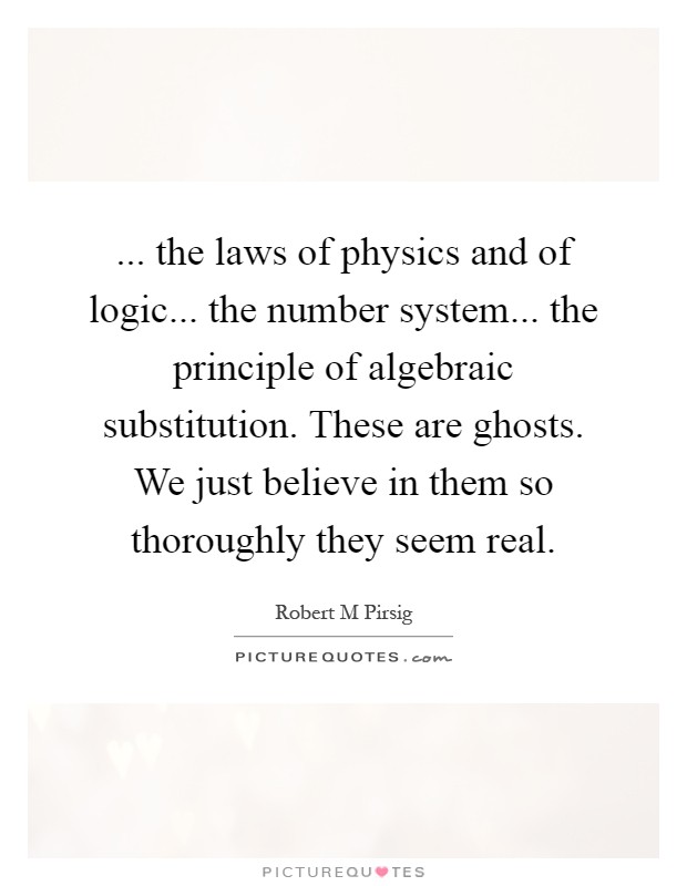 ... the laws of physics and of logic... the number system... the principle of algebraic substitution. These are ghosts. We just believe in them so thoroughly they seem real Picture Quote #1