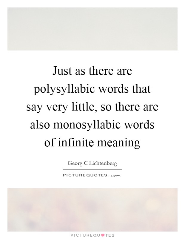 Just as there are polysyllabic words that say very little, so there are also monosyllabic words of infinite meaning Picture Quote #1