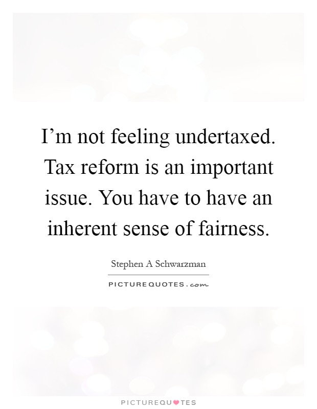 I'm not feeling undertaxed. Tax reform is an important issue. You have to have an inherent sense of fairness Picture Quote #1