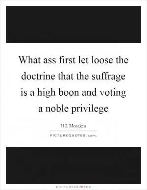 What ass first let loose the doctrine that the suffrage is a high boon and voting a noble privilege Picture Quote #1