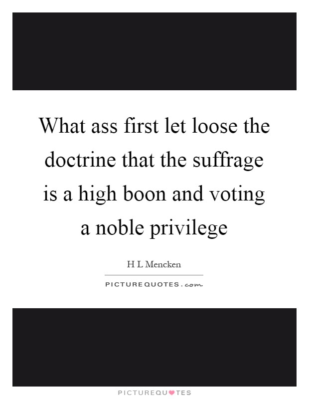 What ass first let loose the doctrine that the suffrage is a high boon and voting a noble privilege Picture Quote #1