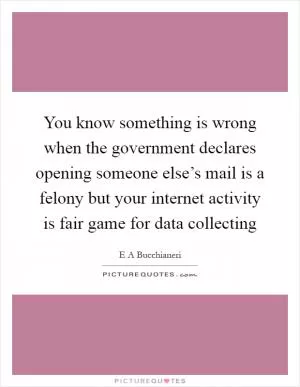 You know something is wrong when the government declares opening someone else’s mail is a felony but your internet activity is fair game for data collecting Picture Quote #1