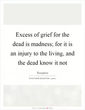 Excess of grief for the dead is madness; for it is an injury to the living, and the dead know it not Picture Quote #1