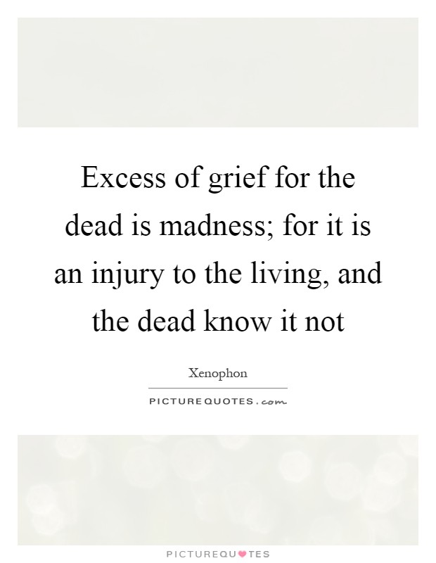 Excess of grief for the dead is madness; for it is an injury to the living, and the dead know it not Picture Quote #1