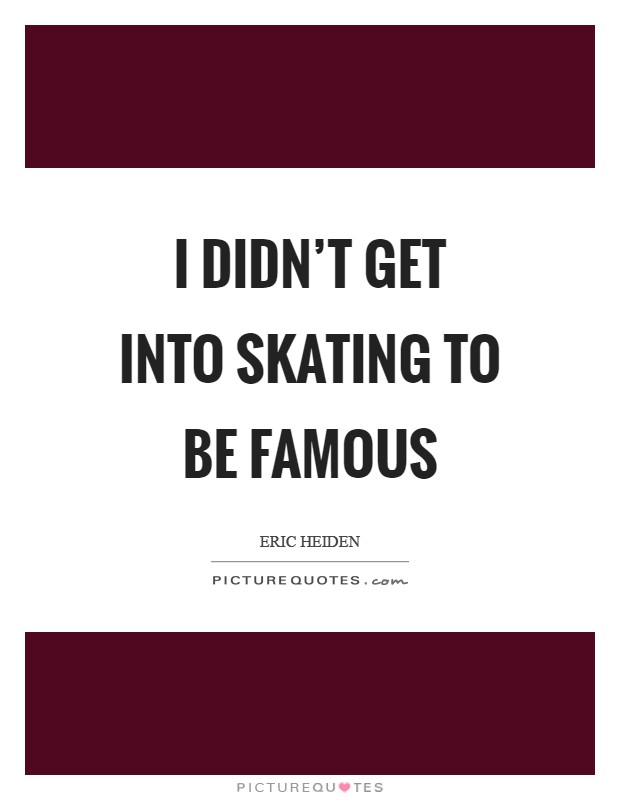 I didn't get into skating to be famous Picture Quote #1