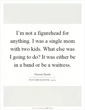 I’m not a figurehead for anything. I was a single mom with two kids. What else was I going to do? It was either be in a band or be a waitress Picture Quote #1