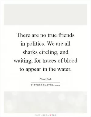 There are no true friends in politics. We are all sharks circling, and waiting, for traces of blood to appear in the water Picture Quote #1