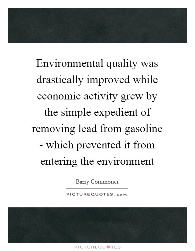 Environmental quality was drastically improved while economic activity grew by the simple expedient of removing lead from gasoline - which prevented it from entering the environment Picture Quote #1