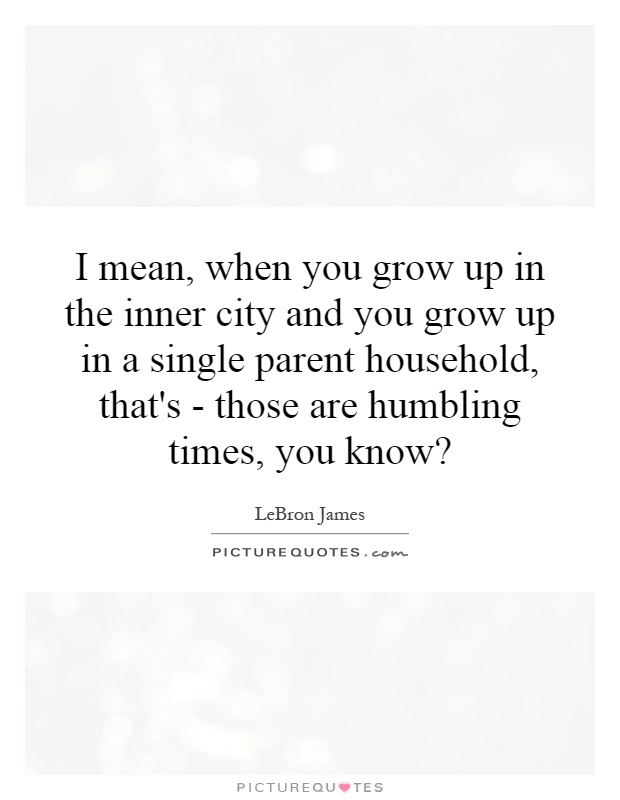 I mean, when you grow up in the inner city and you grow up in a single parent household, that's - those are humbling times, you know? Picture Quote #1