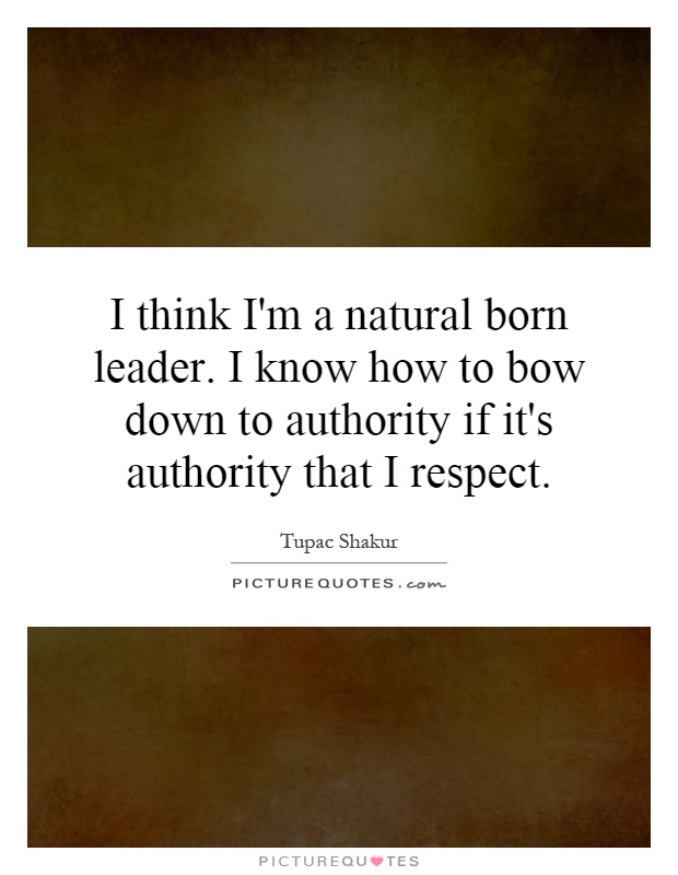 I think I'm a natural born leader. I know how to bow down to authority if it's authority that I respect Picture Quote #1