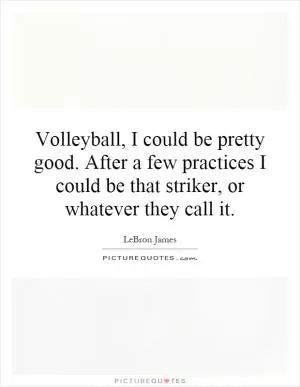 Volleyball, I could be pretty good. After a few practices I could be that striker, or whatever they call it Picture Quote #1