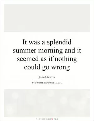It was a splendid summer morning and it seemed as if nothing could go wrong Picture Quote #1