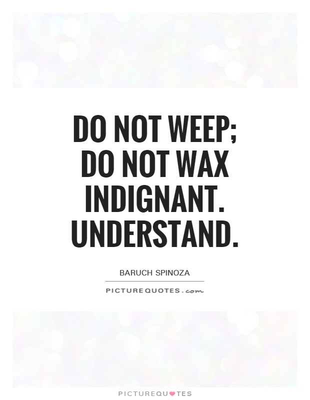 Do not weep; do not wax indignant. Understand Picture Quote #1
