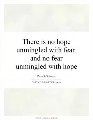 There is no hope unmingled with fear, and no fear unmingled with hope Picture Quote #1