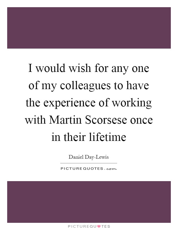 I would wish for any one of my colleagues to have the experience of working with Martin Scorsese once in their lifetime Picture Quote #1