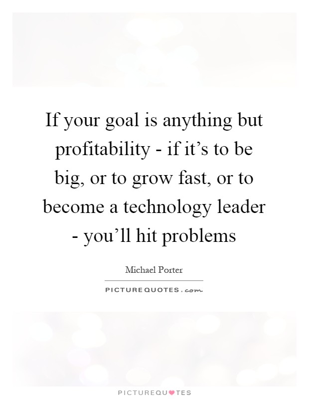 If your goal is anything but profitability - if it's to be big, or to grow fast, or to become a technology leader - you'll hit problems Picture Quote #1
