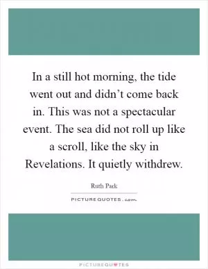 In a still hot morning, the tide went out and didn’t come back in. This was not a spectacular event. The sea did not roll up like a scroll, like the sky in Revelations. It quietly withdrew Picture Quote #1