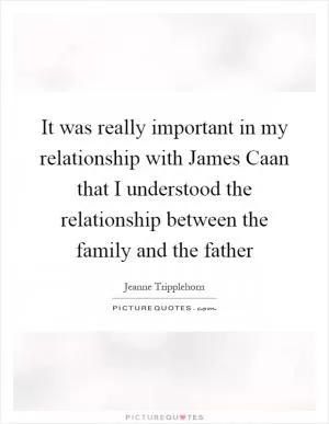 It was really important in my relationship with James Caan that I understood the relationship between the family and the father Picture Quote #1