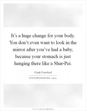 It’s a huge change for your body. You don’t even want to look in the mirror after you’ve had a baby, because your stomach is just hanging there like a Shar-Pei Picture Quote #1