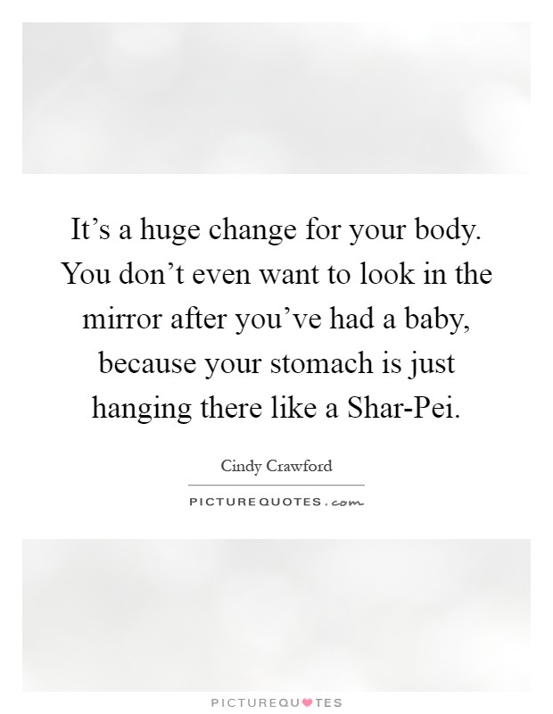It's a huge change for your body. You don't even want to look in the mirror after you've had a baby, because your stomach is just hanging there like a Shar-Pei Picture Quote #1