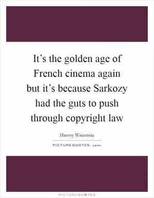 It’s the golden age of French cinema again but it’s because Sarkozy had the guts to push through copyright law Picture Quote #1