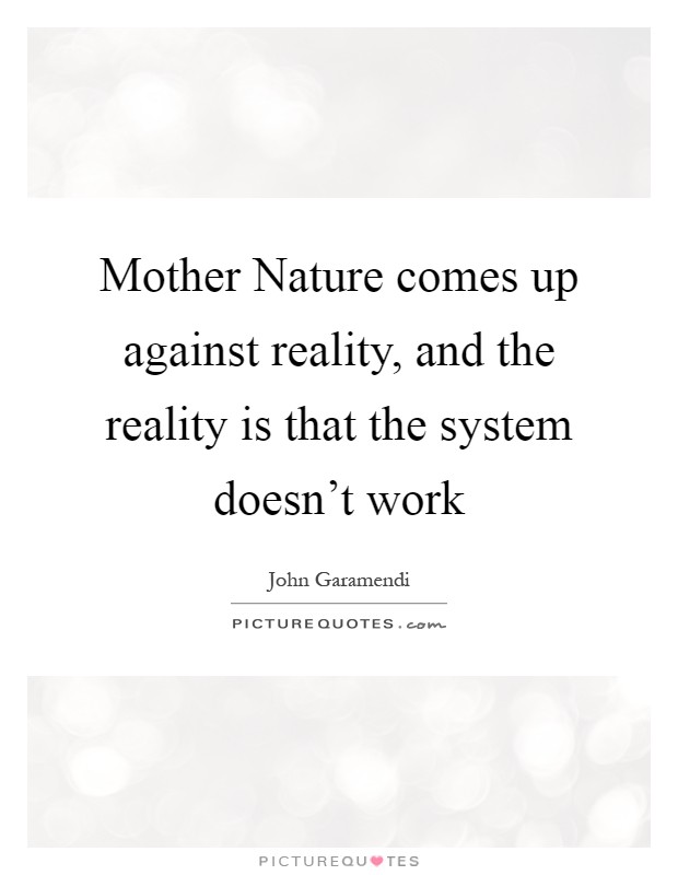 Mother Nature comes up against reality, and the reality is that the system doesn't work Picture Quote #1