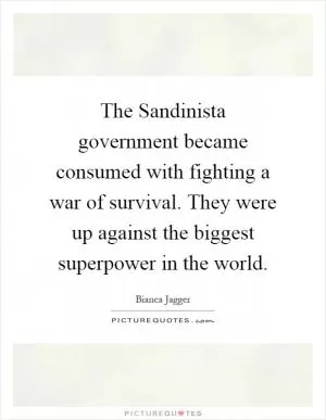 The Sandinista government became consumed with fighting a war of survival. They were up against the biggest superpower in the world Picture Quote #1