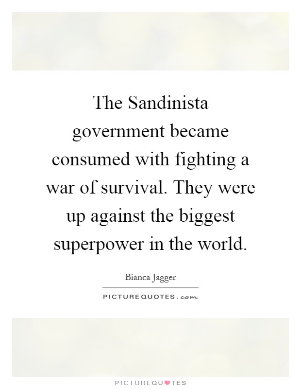 The Sandinista government became consumed with fighting a war of survival. They were up against the biggest superpower in the world Picture Quote #1