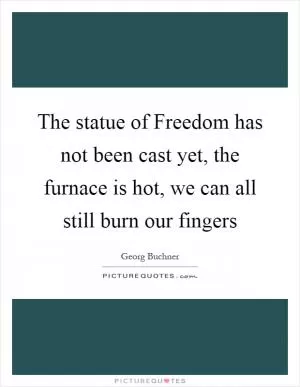 The statue of Freedom has not been cast yet, the furnace is hot, we can all still burn our fingers Picture Quote #1