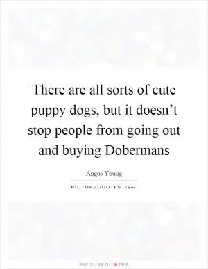There are all sorts of cute puppy dogs, but it doesn’t stop people from going out and buying Dobermans Picture Quote #1
